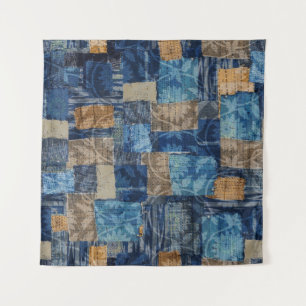 Abstract Digital Navy: Seamless Watercolor Pattern Tapestry