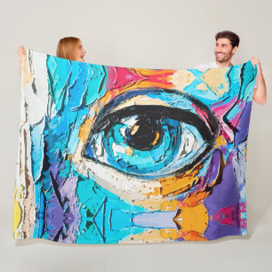 Abstract Digital Oil Painting of Beautiful Eyes Fleece Blanket
