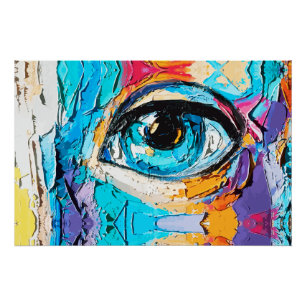 Abstract Digital Oil Painting of Beautiful Eyes Poster
