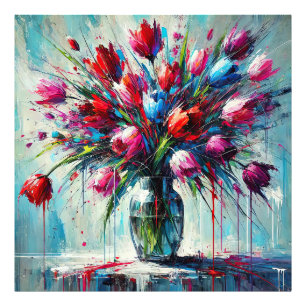 Abstract Digital Painting – Colorful Tulip Bouquet Photo Print
