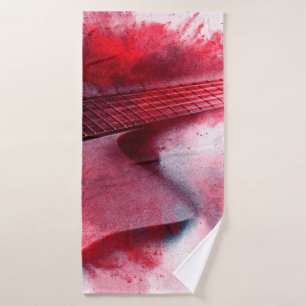 Abstract digital painting of guitarart, abstract, bath towel