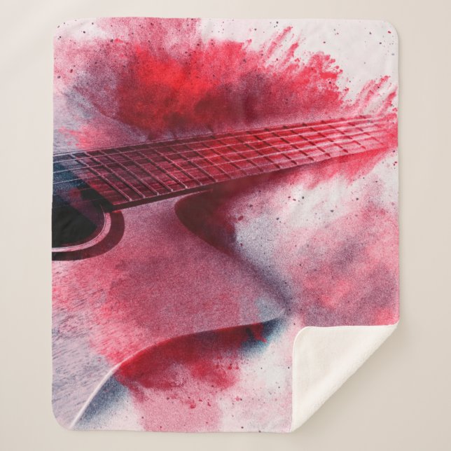 Abstract digital painting of guitarart, abstract,  sherpa blanket (Front)