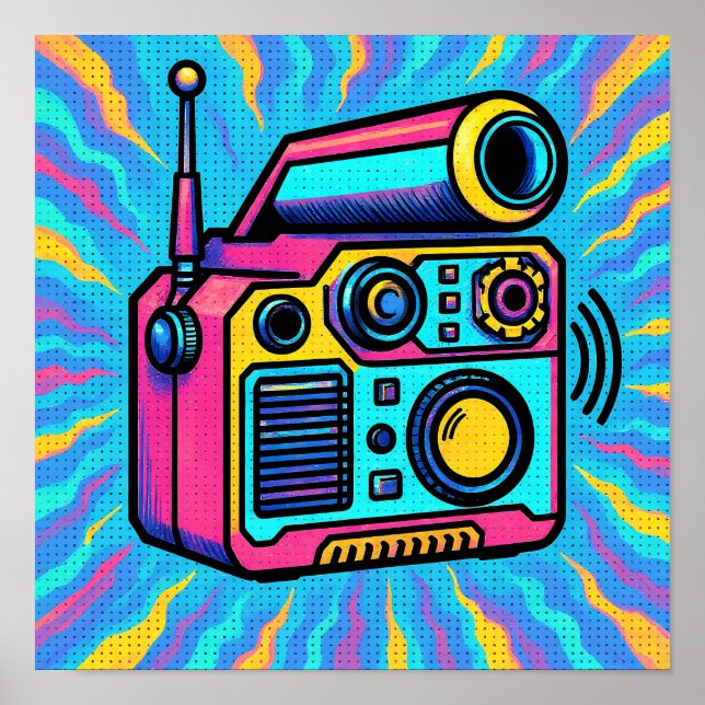 Abstract Digital Pattern Glitch Pop Wallpaper Poster (Front)