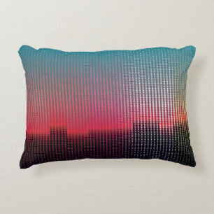 Abstract digital urban landscape of colourful squa decorative cushion