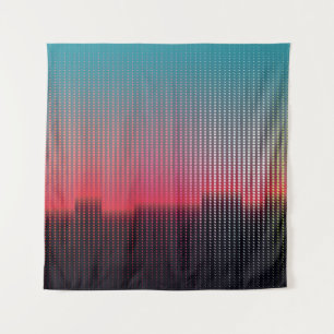 Abstract digital urban landscape of colourful squa tapestry