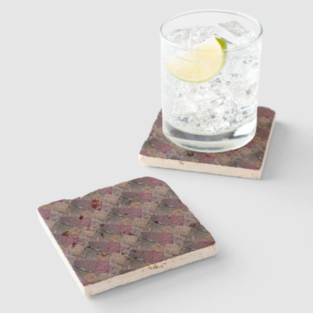 Abstract Dimensional Fabric Art Stone Coaster (Side)