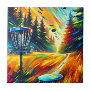 Abstract Disc Golf Art Ceramic Tile