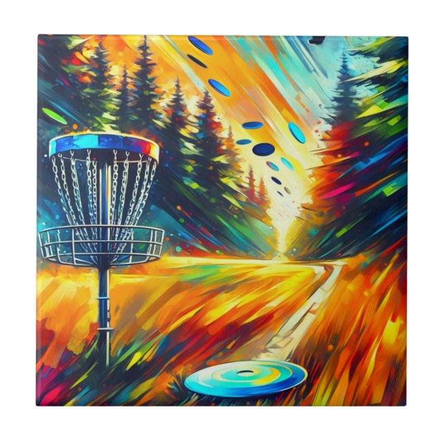Abstract Disc Golf Art Ceramic Tile (Front)