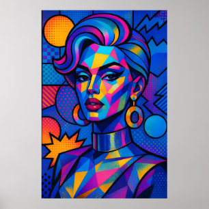 Abstract Diva - Modern Retro Geometric Pop Art Poster
