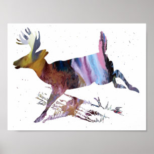 Abstract doe silhouette poster