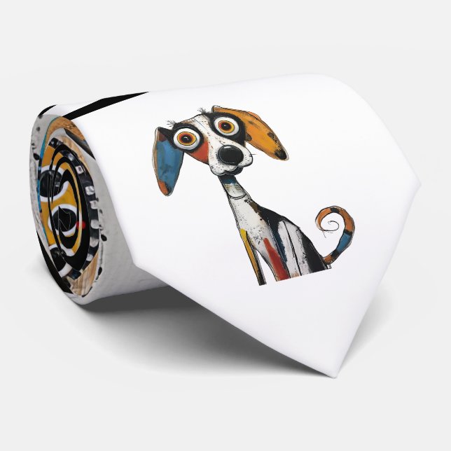Abstract Dog Design Necktie (Rolled)