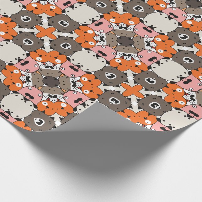 Abstract Dog Face Design Wrapping Paper (Corner)