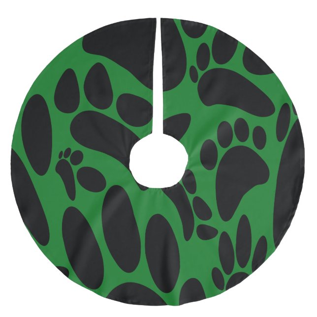 Abstract Dog Pawprint Brushed Polyester Tree Skirt (Front)
