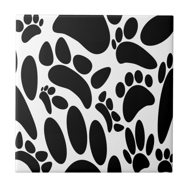 Abstract Dog Pawprint Ceramic Tile (Front)