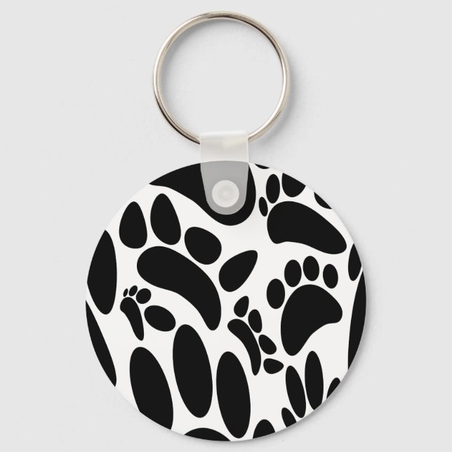 Abstract Dog Pawprint Key Ring (Front)