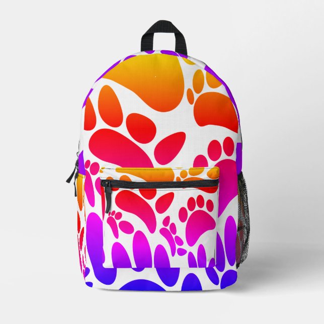 Abstract Dog Pawprint Printed Backpack (Front)