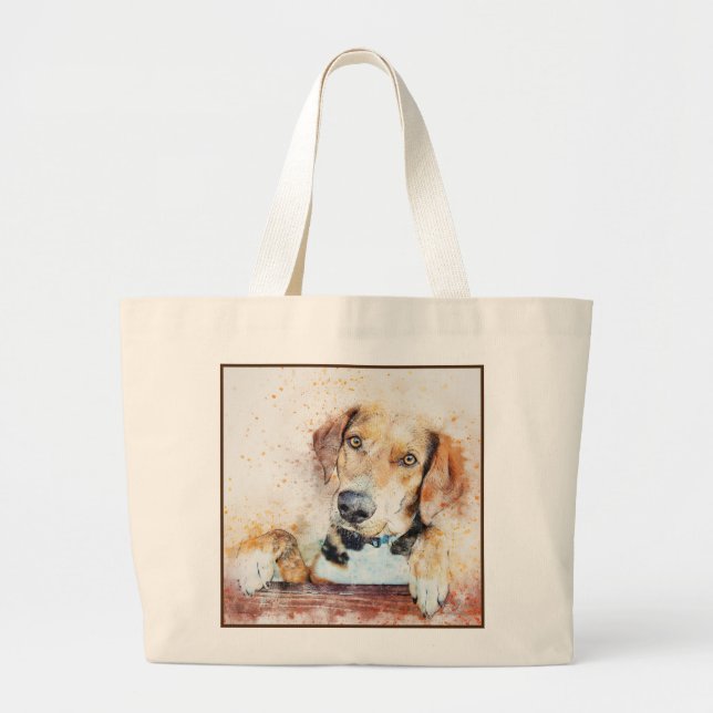 Abstract Dog Print Large Tote Bag (Front)