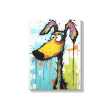 Abstract Dog Wooden Framed Canvas Print
