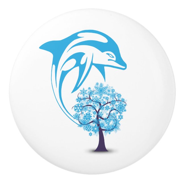 Abstract Dolphin Ceramic Knob (Front)