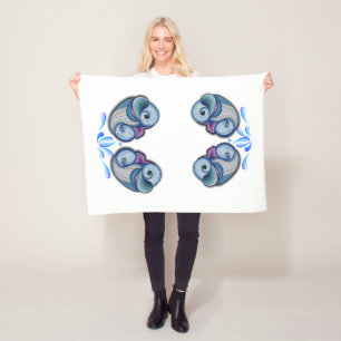 Abstract dolphin fleece blanket