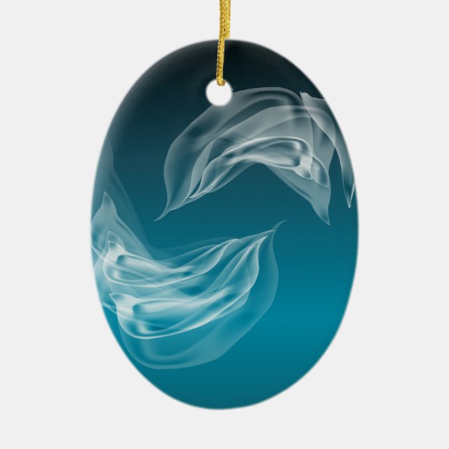 Abstract Dolphins at Play Ceramic Tree Decoration (Front)