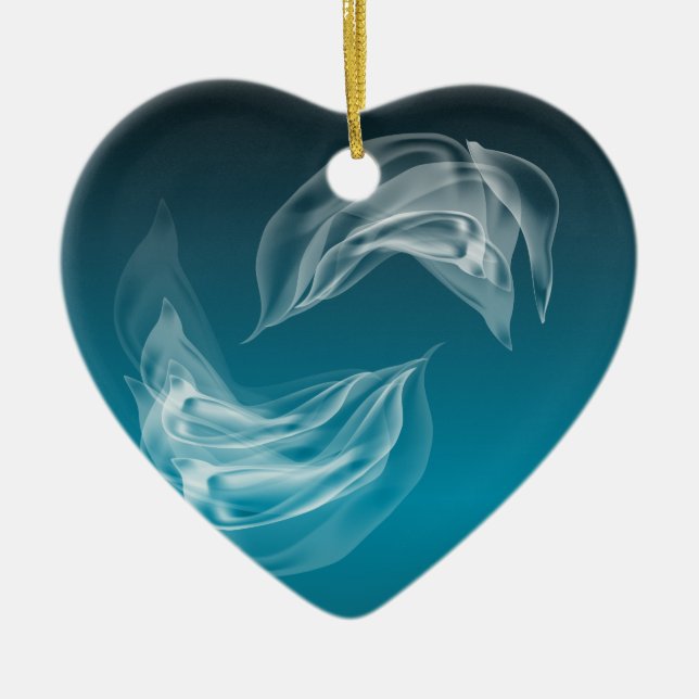 Abstract Dolphins at Play Ceramic Tree Decoration (Front)