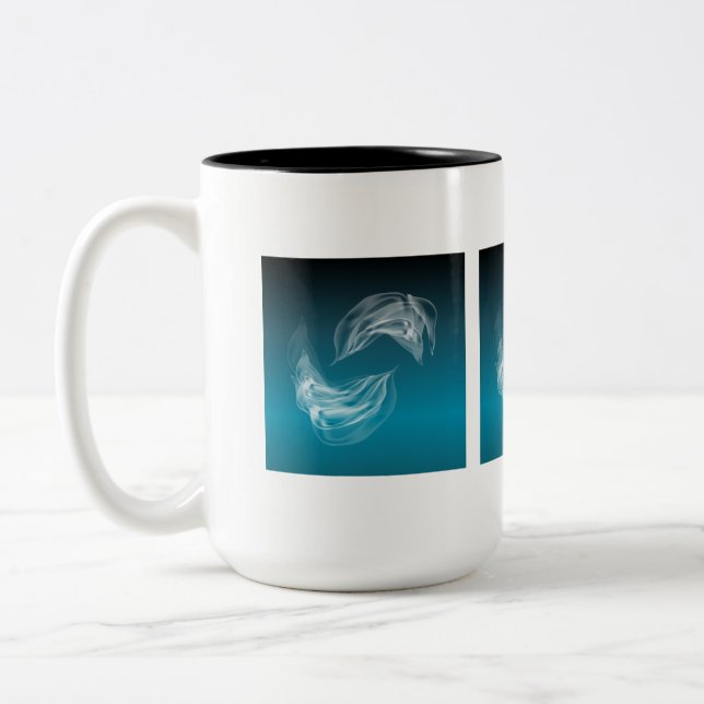 Abstract Dolphins at Play Two-Tone Coffee Mug (Left)