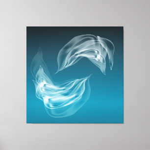 Abstract Dolphins at Play Wrapped Canvas