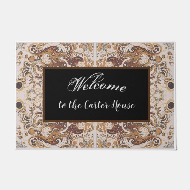 Abstract Doodle Art Welcome Doormat (Front)