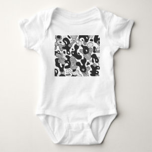 Abstract Doodle Camouflage Black Style Baby Bodysuit