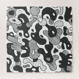 Abstract Doodle Camouflage Black Style Jigsaw Puzzle
