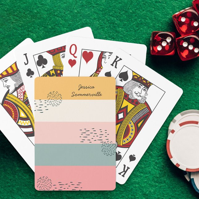 Abstract Doodle Colour Block Stripe Personalised Playing Cards (Creator Uploaded)