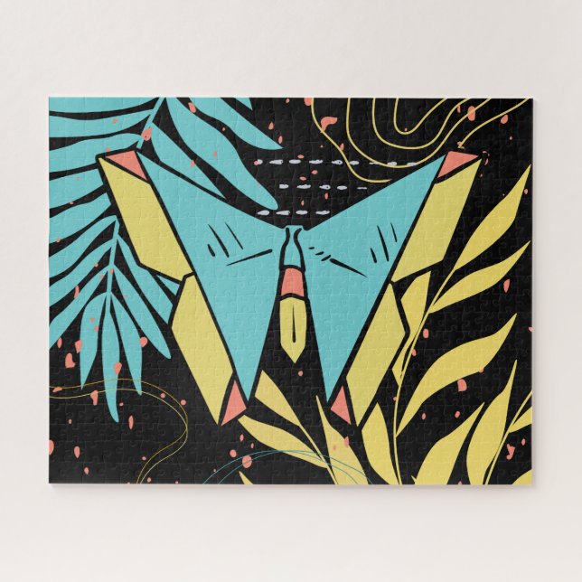 Abstract & Doodle Colourful Flower Butterfly Natur Jigsaw Puzzle (Horizontal)