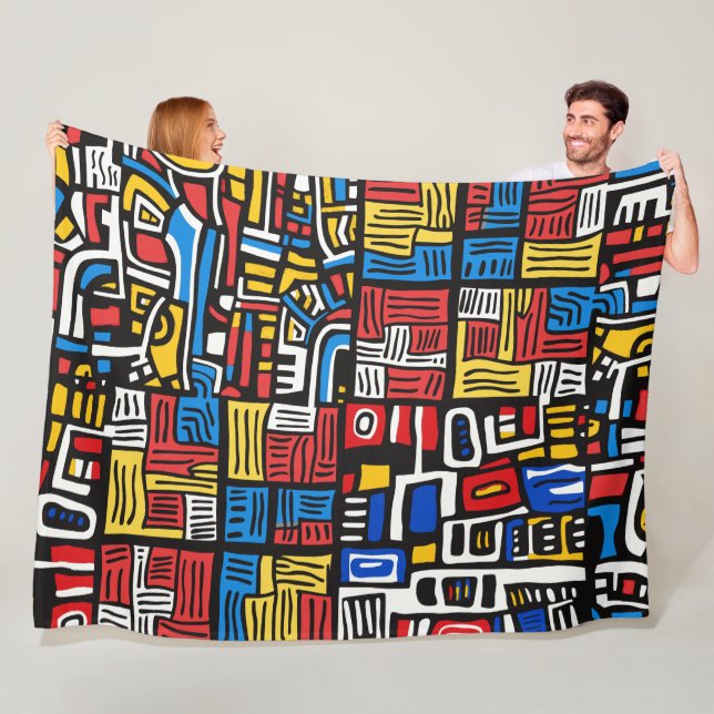 abstract doodle modern fleece blanket (In Situ)