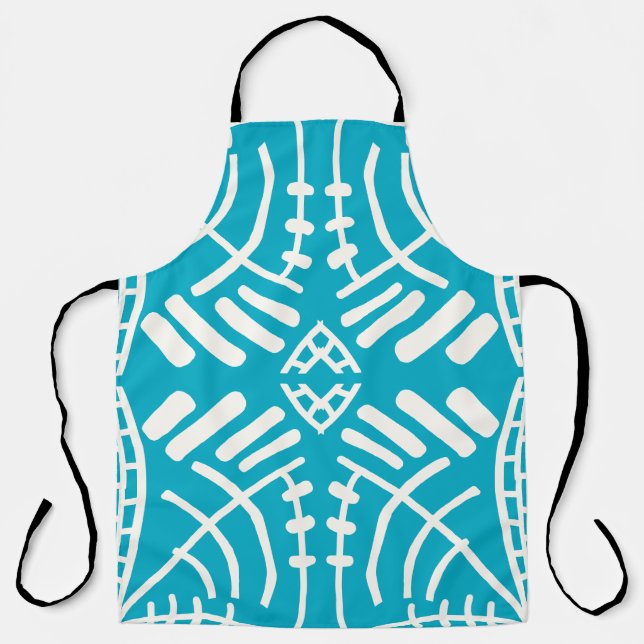 abstract doodle modern shades of blue apron (Front)