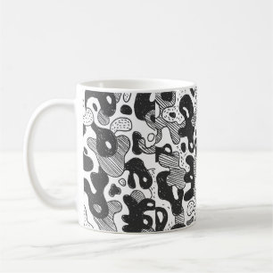 abstract doodle style camouflage,black coffee mug
