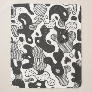abstract doodle style camouflage,black sherpa blanket
