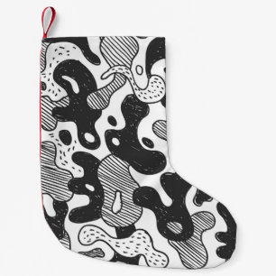 abstract doodle style camouflage,black small christmas stocking