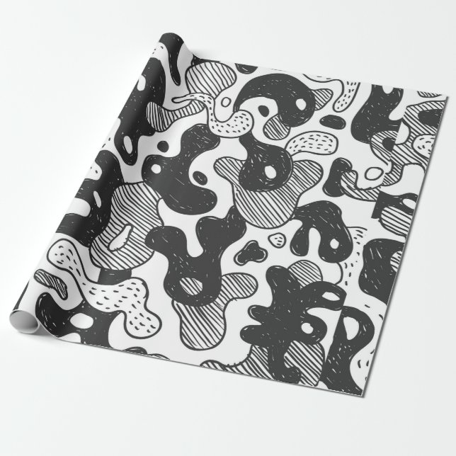 abstract doodle style camouflage,black wrapping paper (Unrolled)