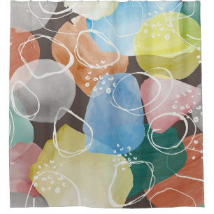 Abstract Doodles: Watercolor Minimalist Art Shower Curtain