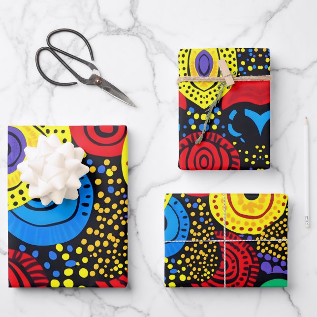 Abstract dot art 4 wrapping paper sheet (Front)