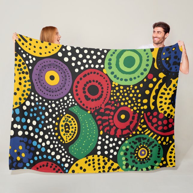 Abstract dot art 8 fleece blanket (In Situ)