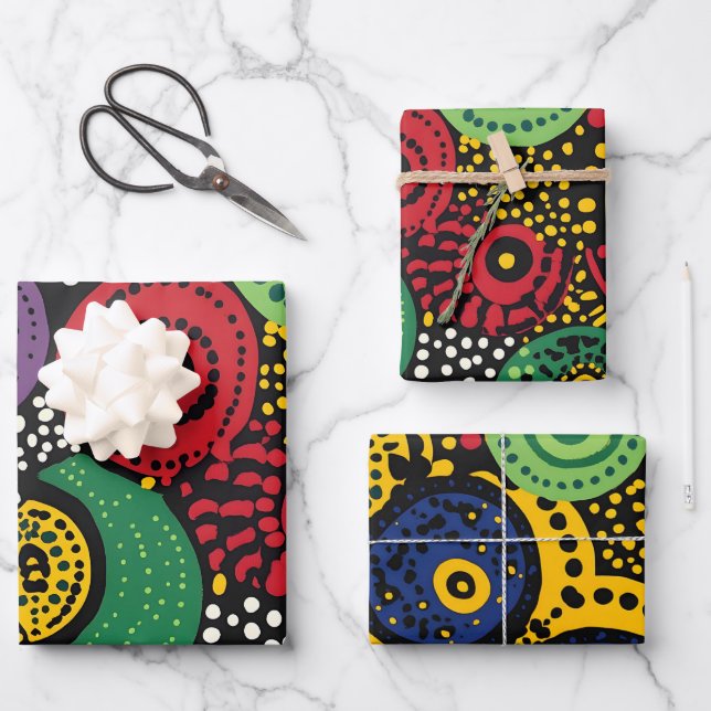 Abstract dot art 8 wrapping paper sheet (Front)