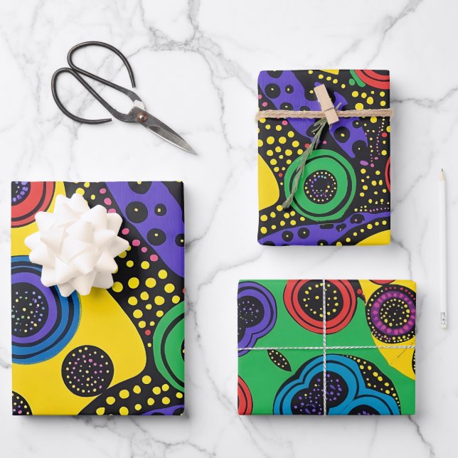 Abstract dot art 9 wrapping paper sheet (Front)