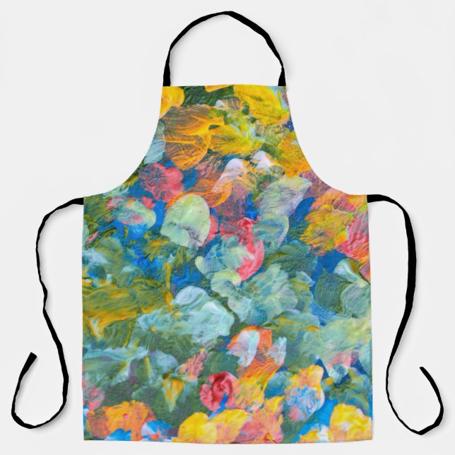 Abstract dot smear brush stroke acrylic and waterc apron (Front)