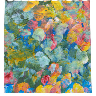 Abstract dot smear brush stroke acrylic and waterc shower curtain