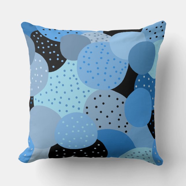 Abstract Dotty Blue Circles Cushion (Front)