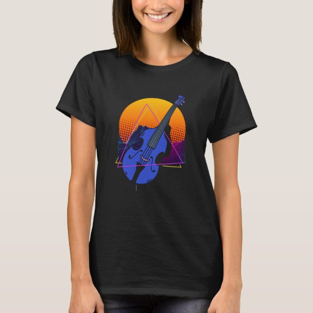 Abstract Double Bass Jazz Musician Contrabass Play T-Shirt (Front)