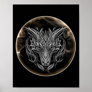 Abstract Dragon Head in Aesthetic Poster