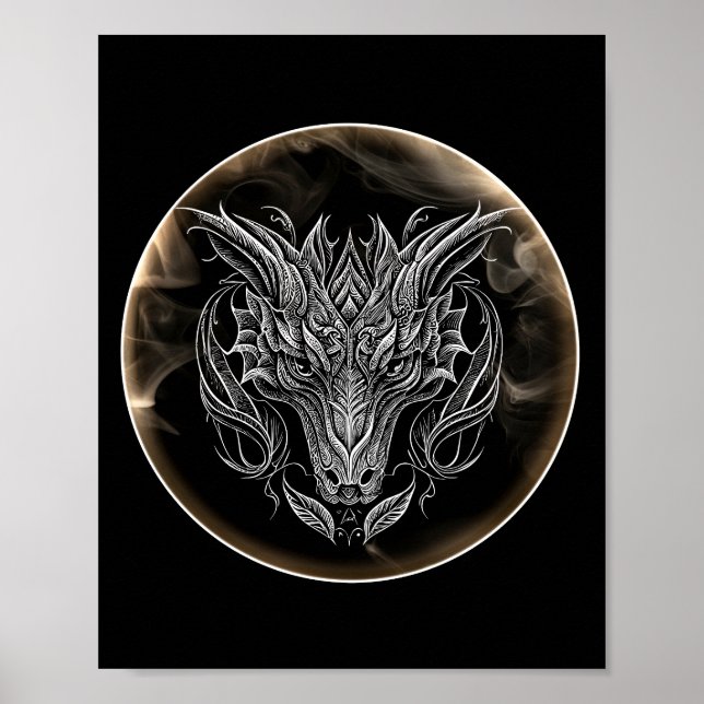 Abstract Dragon Head in Aesthetic  Poster (Front)